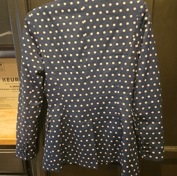 EUC Smythe The Lounge Blazer in Sporty Polka Dot Jacquard Navy Cotton Blend - Picture 13 of 13